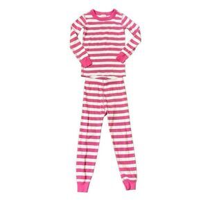 Hanna Andersson Striped Long John Pajama Set Pink & White Size 110 = US 5